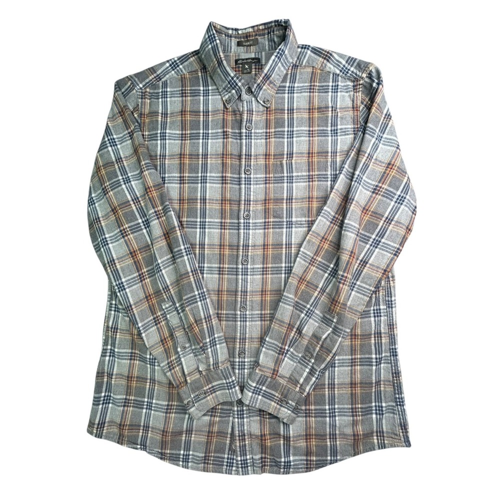 Eddie Bauer Classic Fit L/S Plaid Cotton Flannel Button Down Shirt Mens Size TL